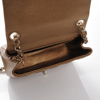 Chanel Metallic Caviar Quilted Mini Square Flap Dark Gold 5 of 7