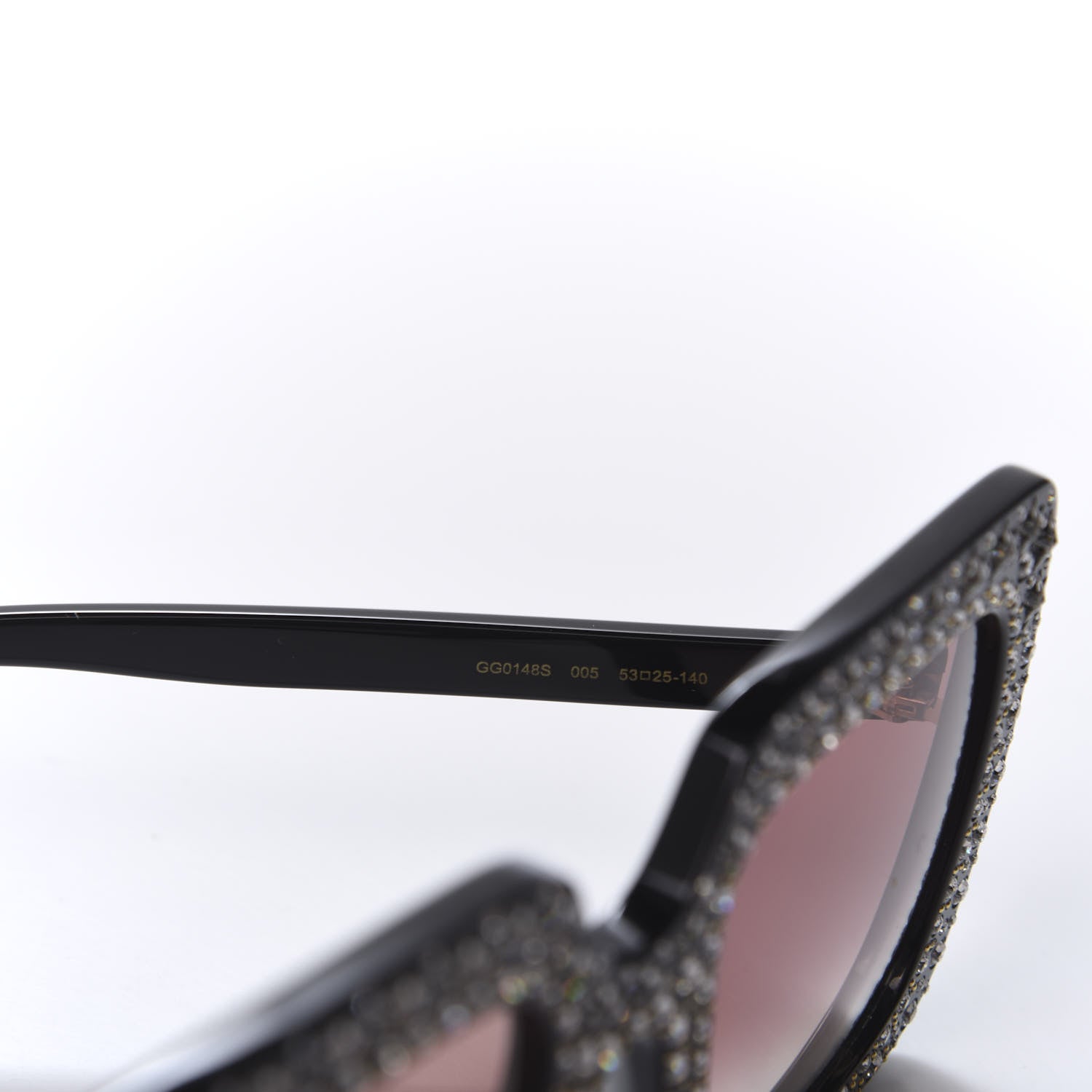 Gucci Acetate Crystal Oversize Sunglasses GG0148S Black 5 of 7