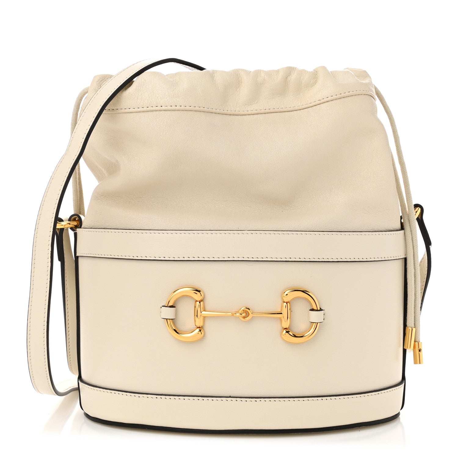 Gucci Azalea Sakai Calfskin Horsebit 1955 Drawstring Bucket Bag Mystic White 1 of 10