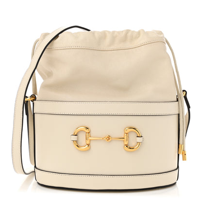 Gucci Azalea Sakai Calfskin Horsebit 1955 Drawstring Bucket Bag Mystic White 1 of 10