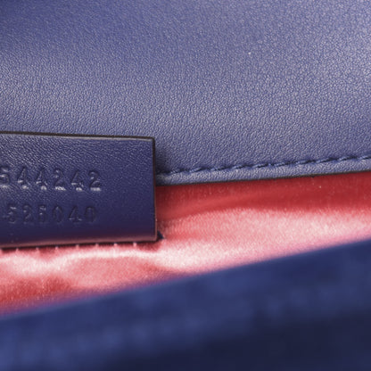 Gucci Velvet Crystal Square G Shoulder Bag Cobalt Blue 7 of 11