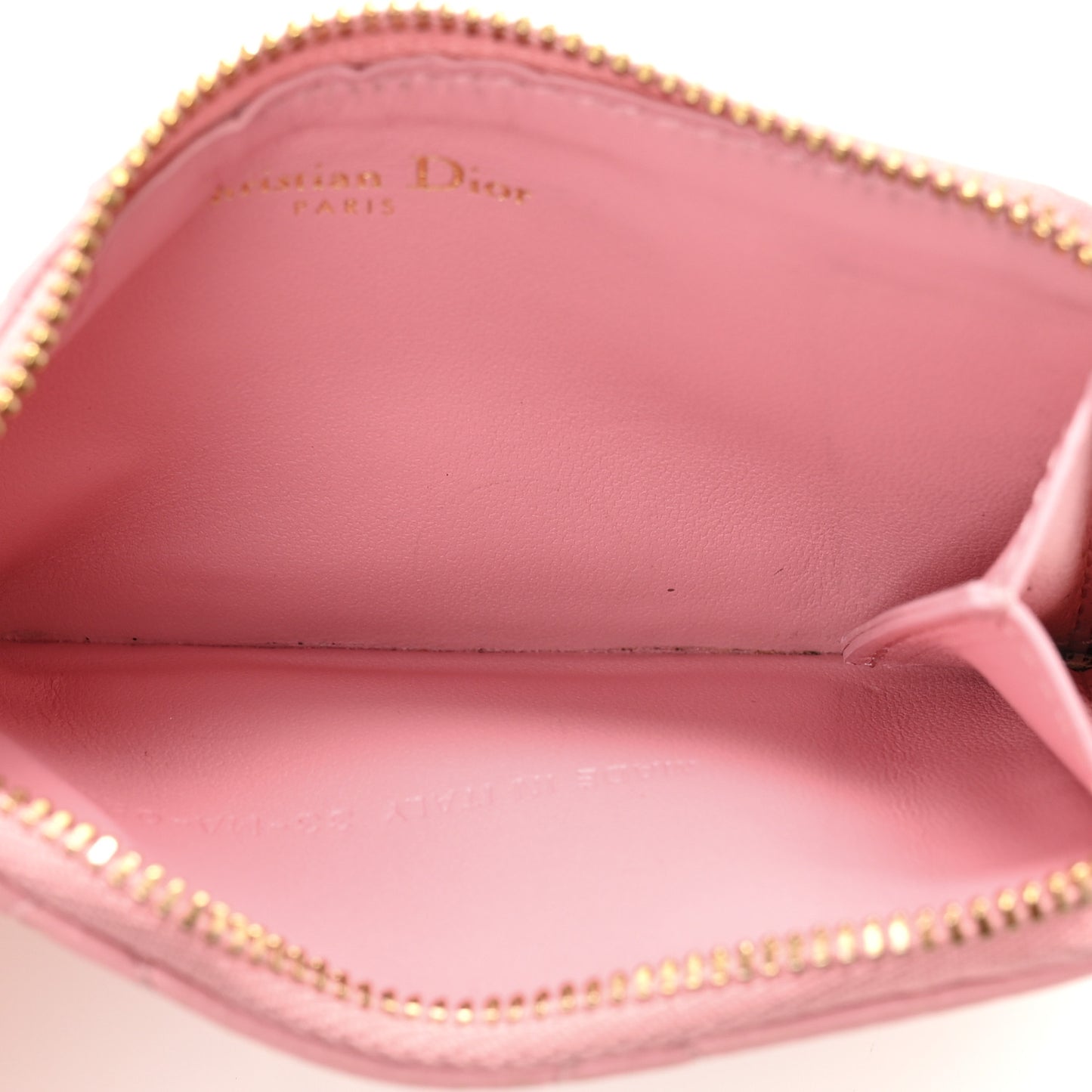 Supple Calfskin Cannage Caro Cosmos Zipped Card Holder Pink