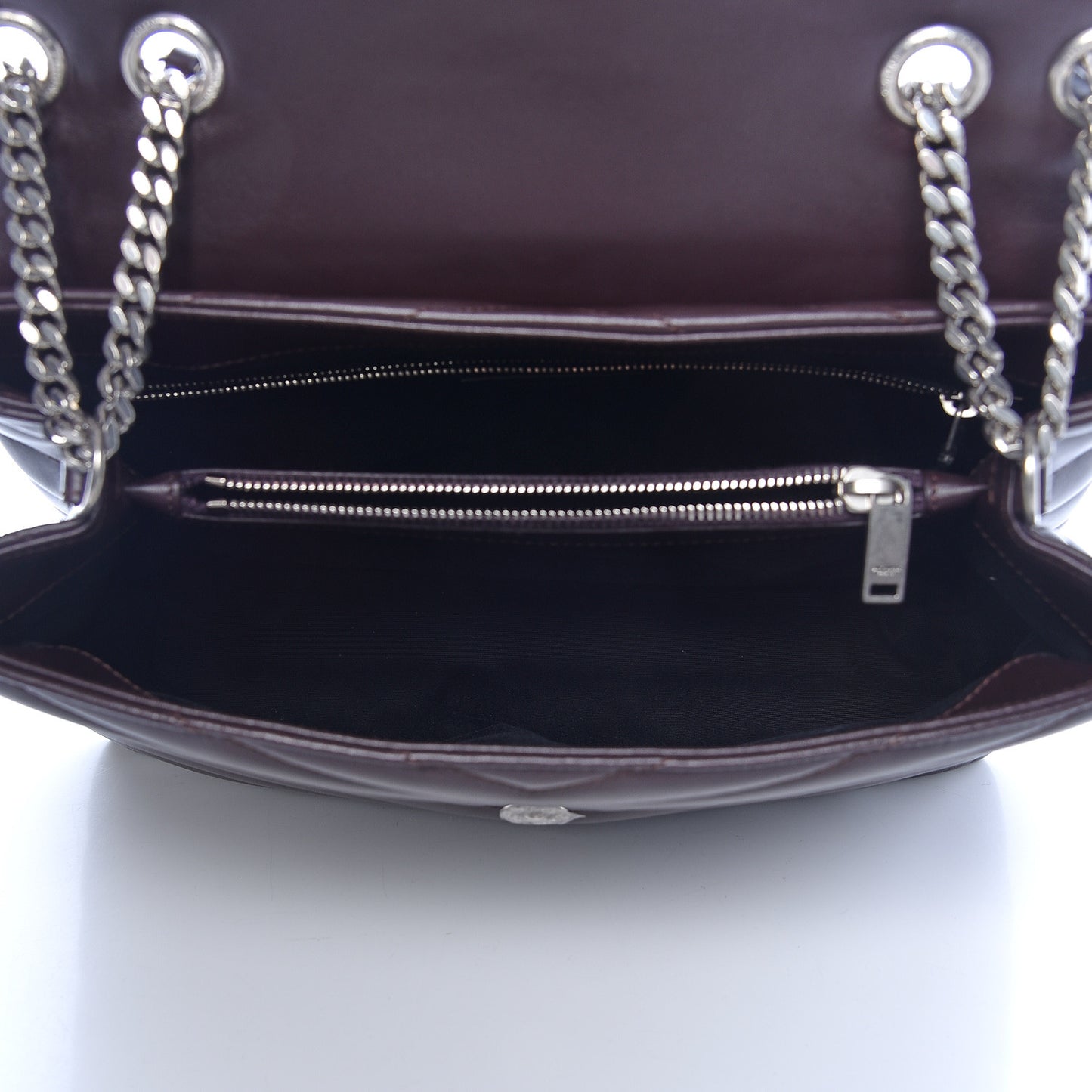 Calfskin Y Quilted Monogram Medium Loulou Chain Satchel Amaranto