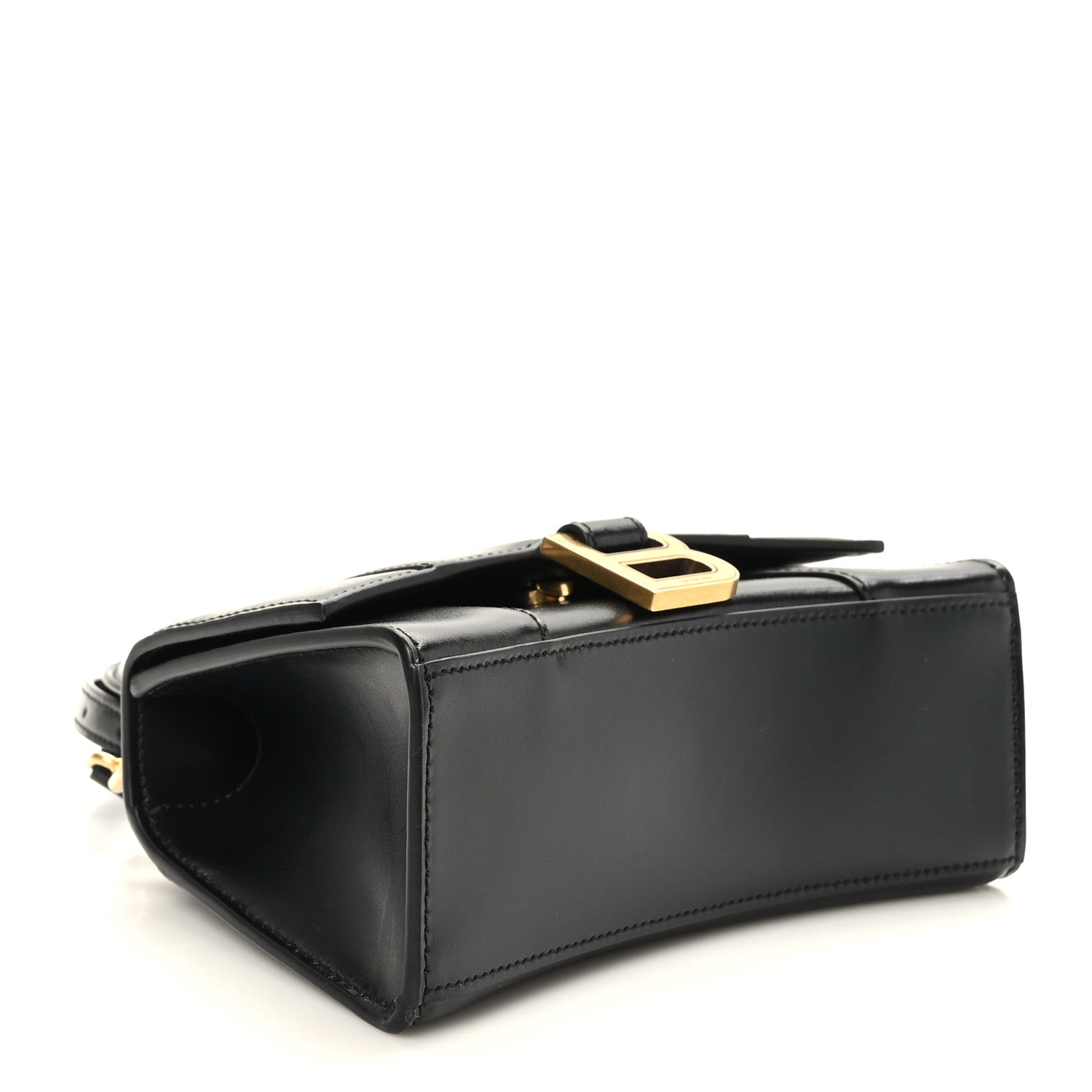 Balenciaga Shiny Box Calfskin Hourglass Top Handle Bag XS Black 4 of 10