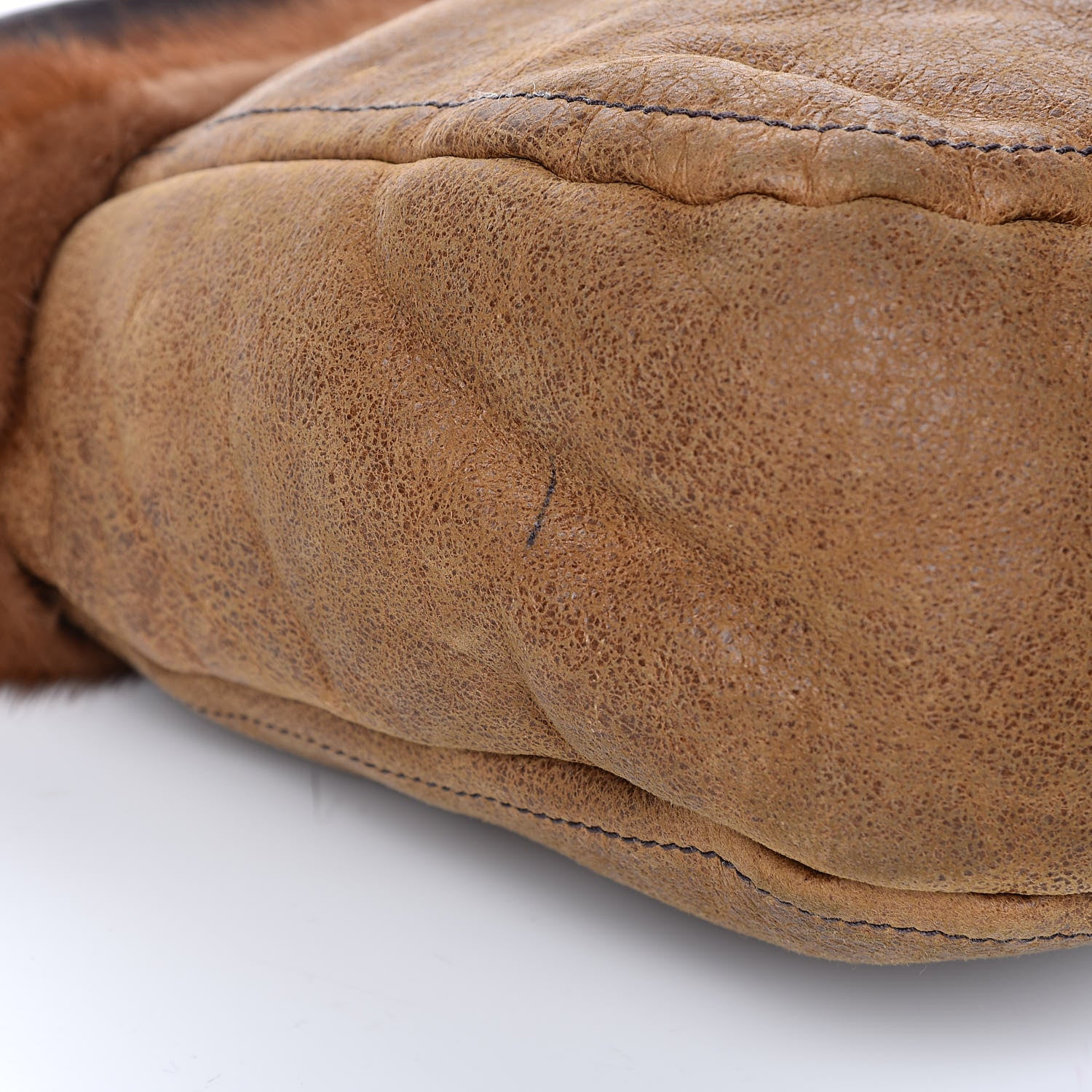 Prada Suede Shearling Mink Fur Crocodile Shoulder Bag Brown 9 of 11