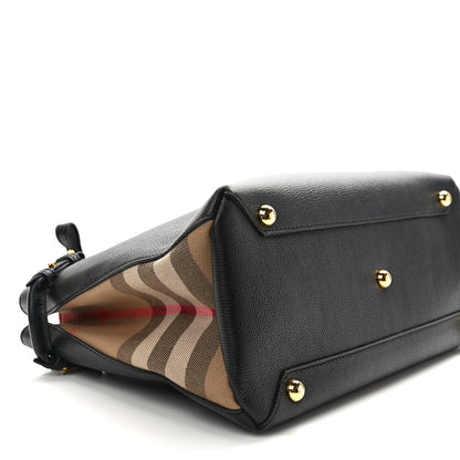 Burberry Derby Calfskin House Check Medium Banner Tote Black 8 of 11