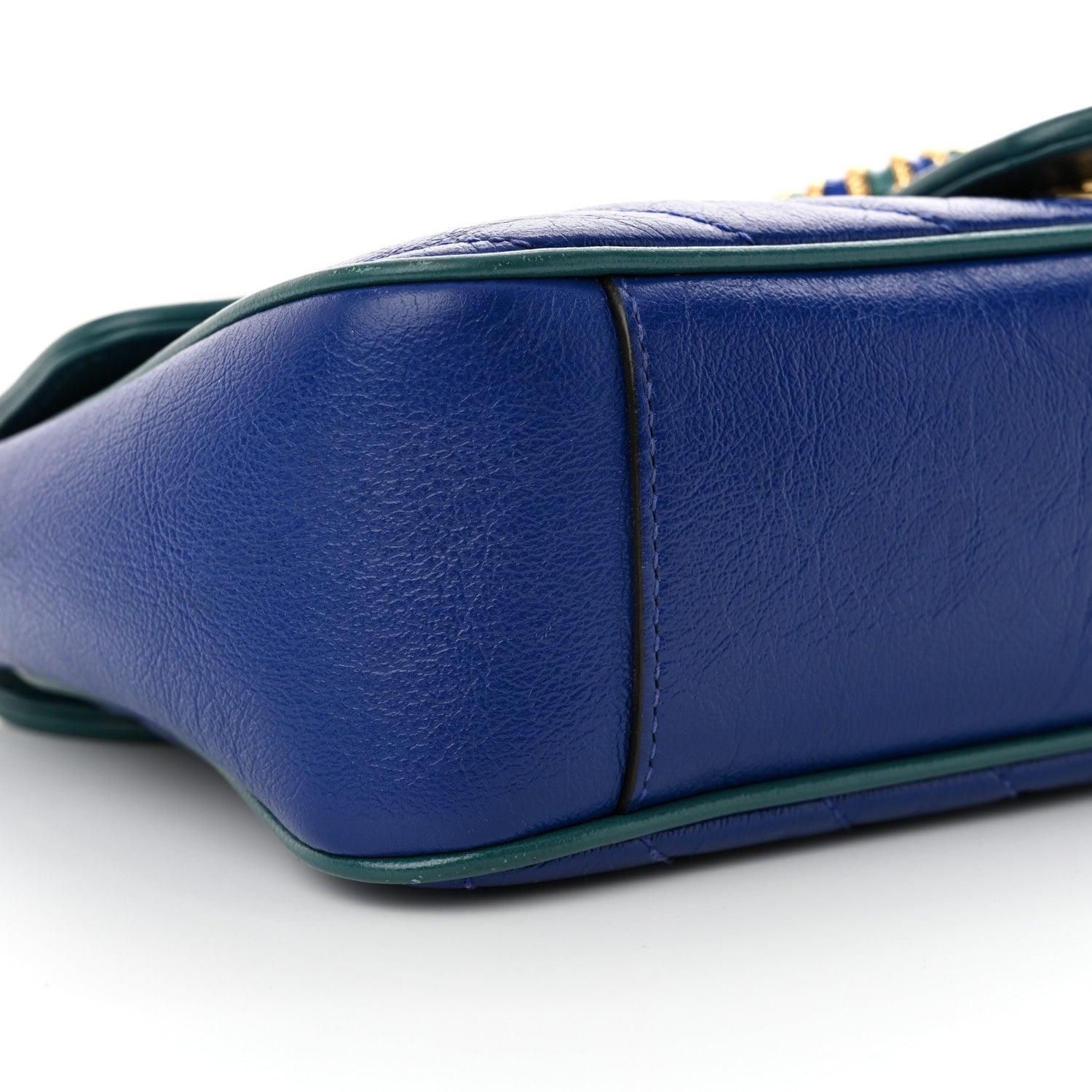 Gucci Azalea Calfskin Enamel Matelasse Diagonal Small Torchon GG Marmont Shoulder Bag Imperial Blue Pavone 9 of 11