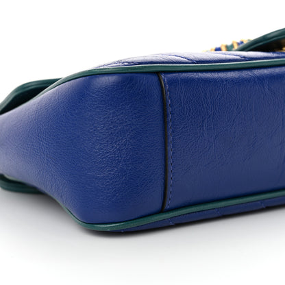 Gucci Azalea Calfskin Enamel Matelasse Diagonal Small Torchon GG Marmont Shoulder Bag Imperial Blue Pavone 9 of 11