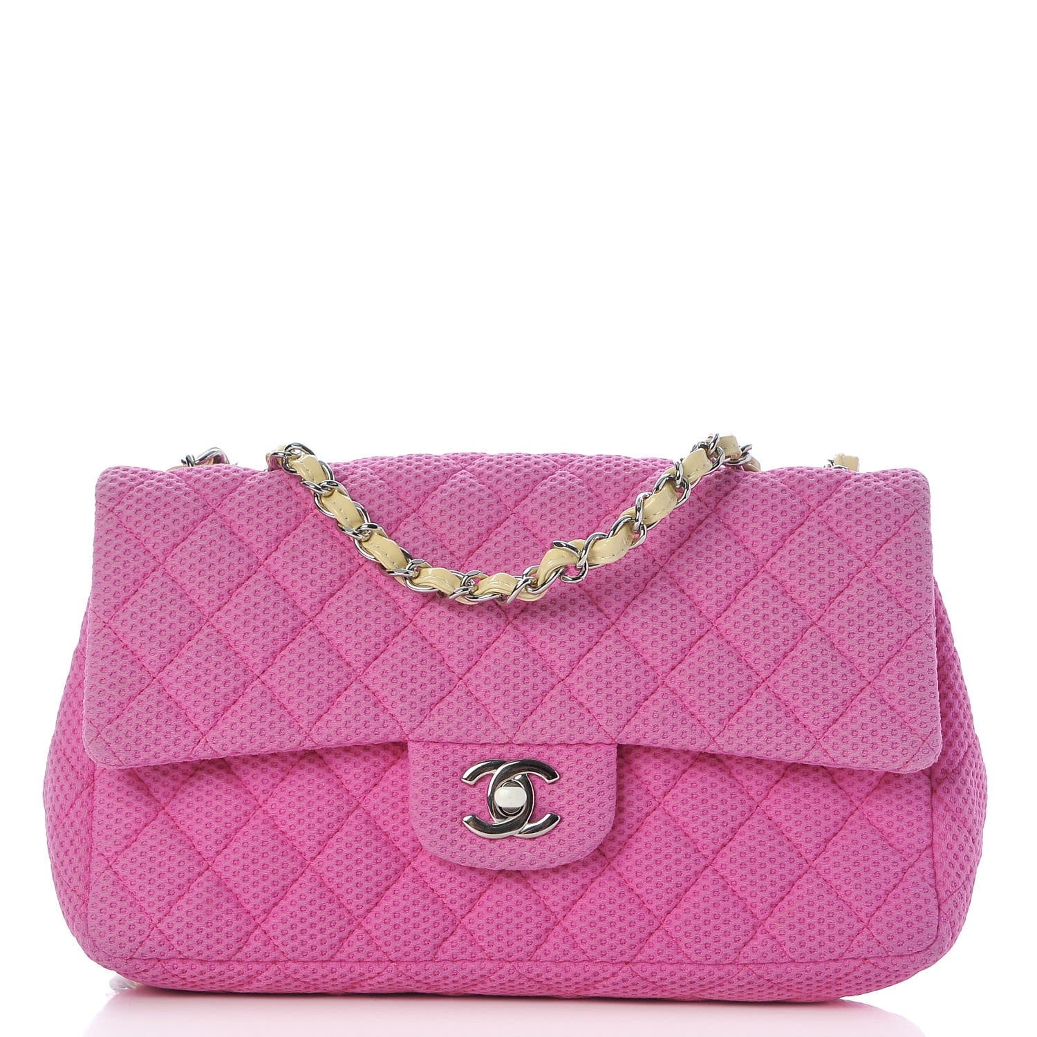 Chanel Neoprene Quilted Medium Single Flap Pink 1 of 7