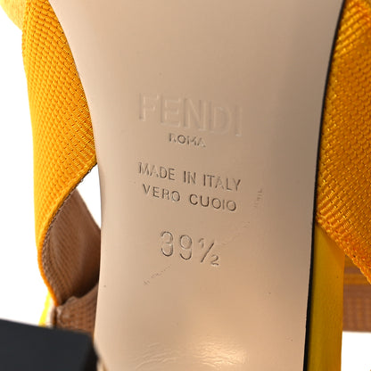 Fendi X SARAH COLEMAN Mesh FF Vertigo Embroidered Slingback Mid-Heel Pumps 39.5 Giallo Limone 6 of 9