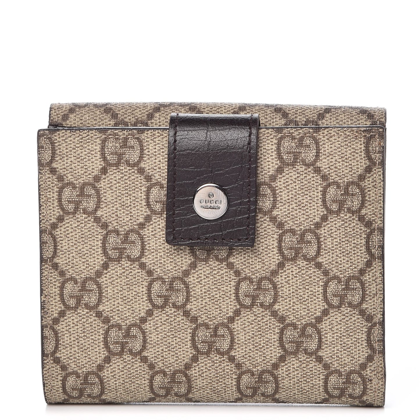 GG Plus Monogram Ladies GG French Flap Wallet Beige Ebony Cocoa