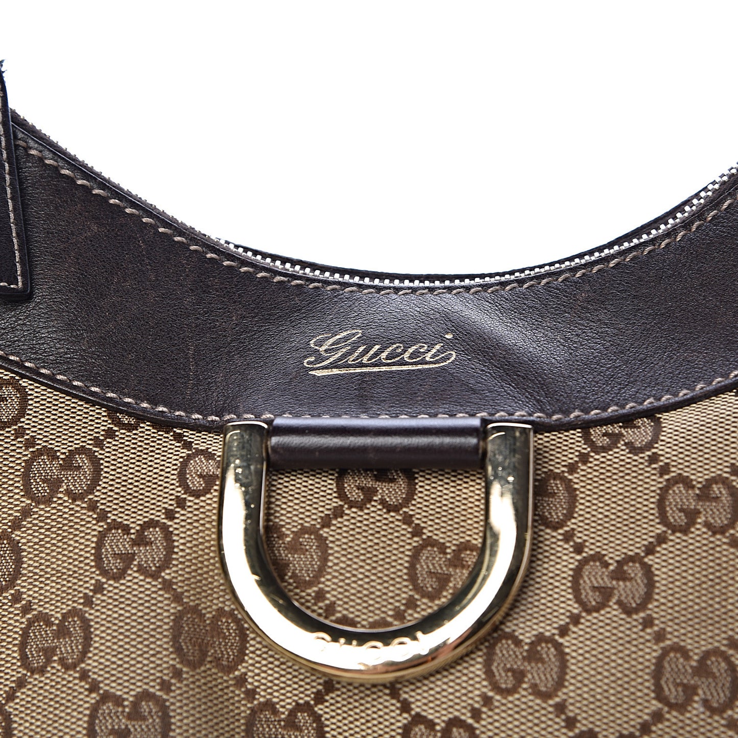 Monogram Large D Gold Hobo Dark Brown