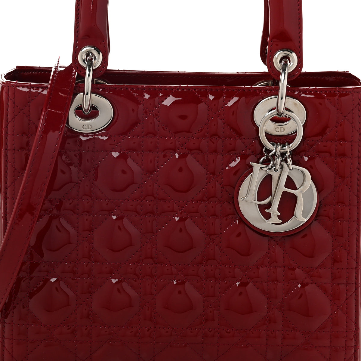 Christian Dior Patent Cannage Medium Lady Dior Red 8 of 10