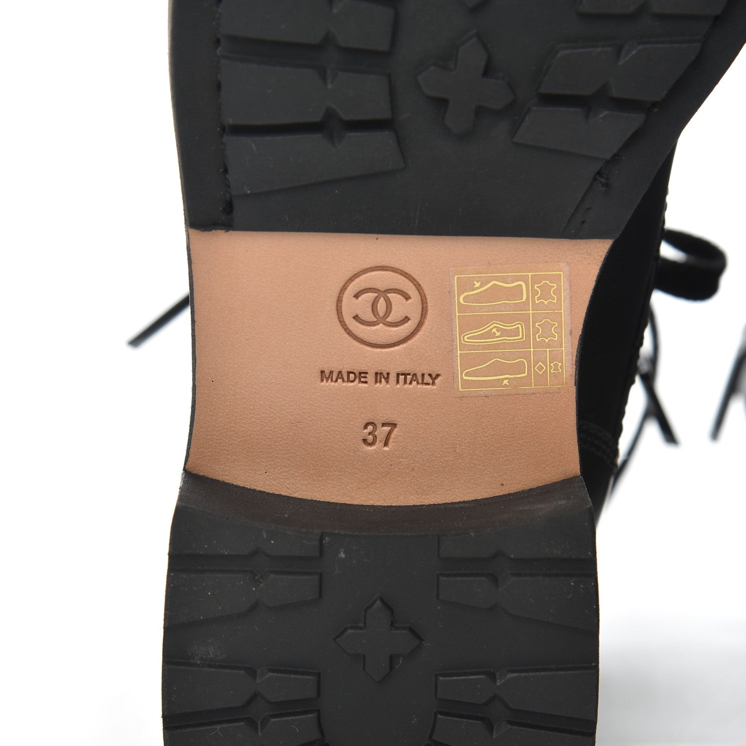 Chanel Calfskin Quilted Lace Up Combat Boots 37 Black 5 of 19