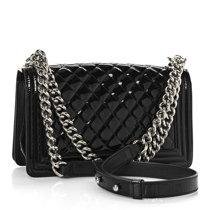 Chanel Patent Calfskin Quilted Medium Plexiglass Boy Flap Black 3 of 9