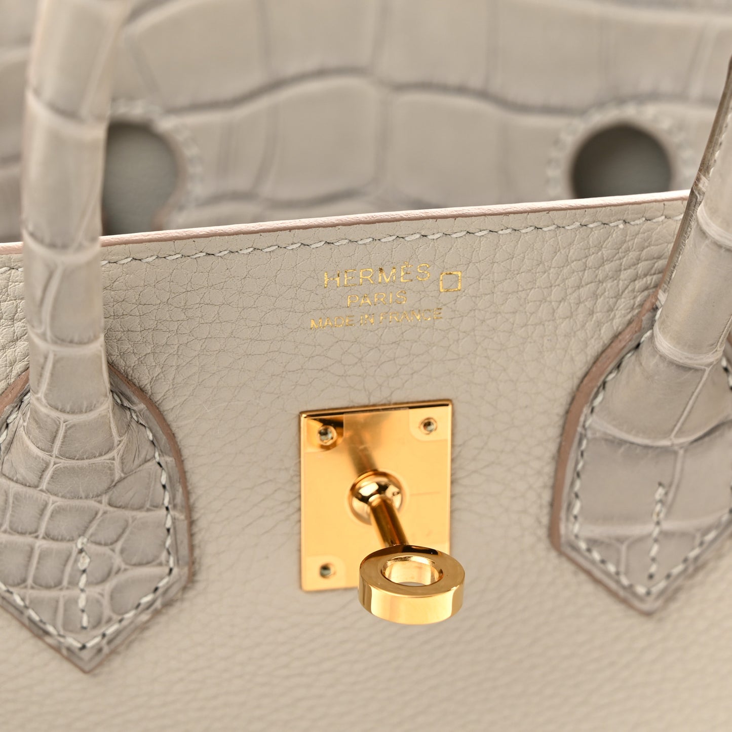 Togo Matte Alligator Birkin Touch 25 Gris Perle