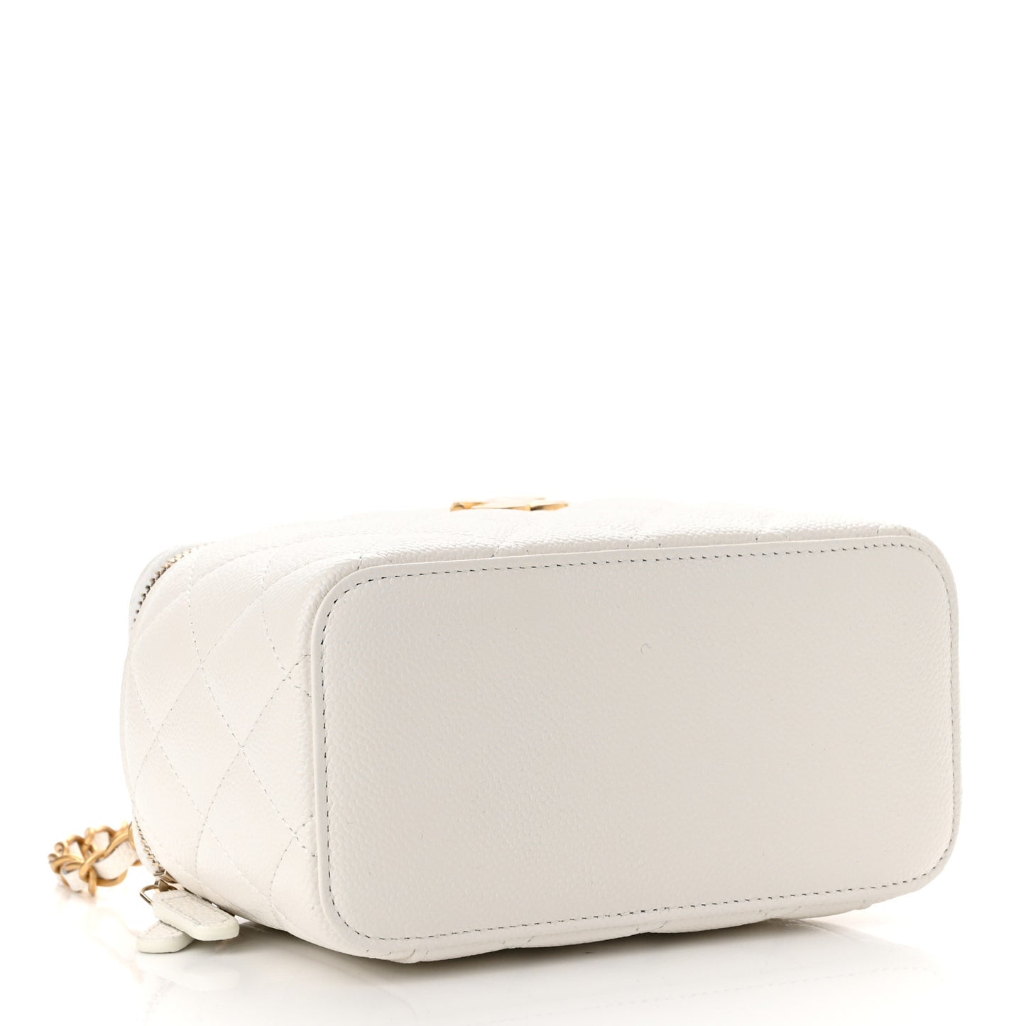 Shiny Caviar Quilted Pick Me Up Vanity Case White