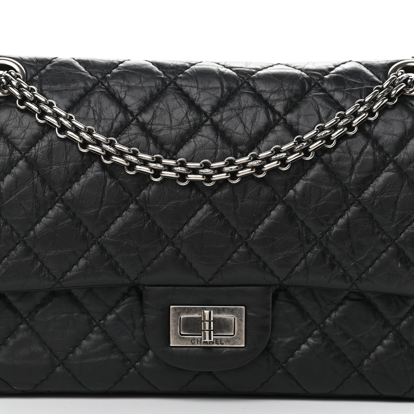 Aged Calfskin Quilted 2.55 Reissue 225 Flap Black