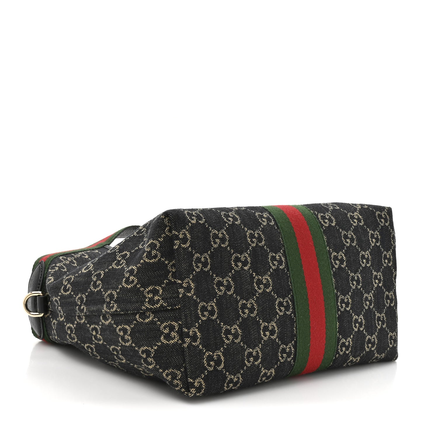 Denim GG Monogram Web Small Giglio Tote Black Ivory