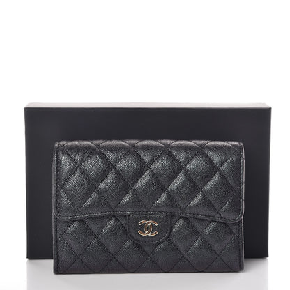 Chanel Iridescent Caviar Quilted Medium Flap Wallet Black 11 of 11