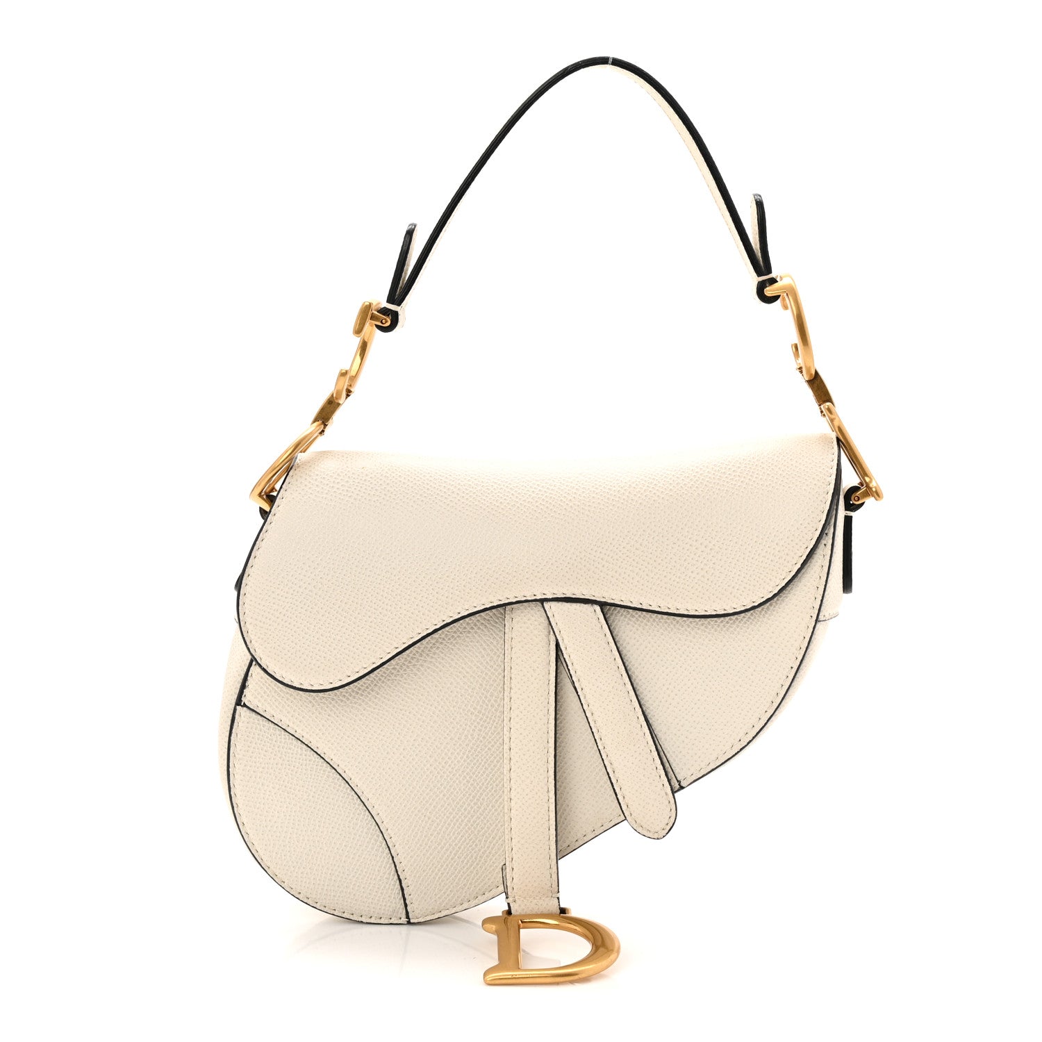 Christian Dior Grained Calfskin Mini Saddle Bag White 1 of 10