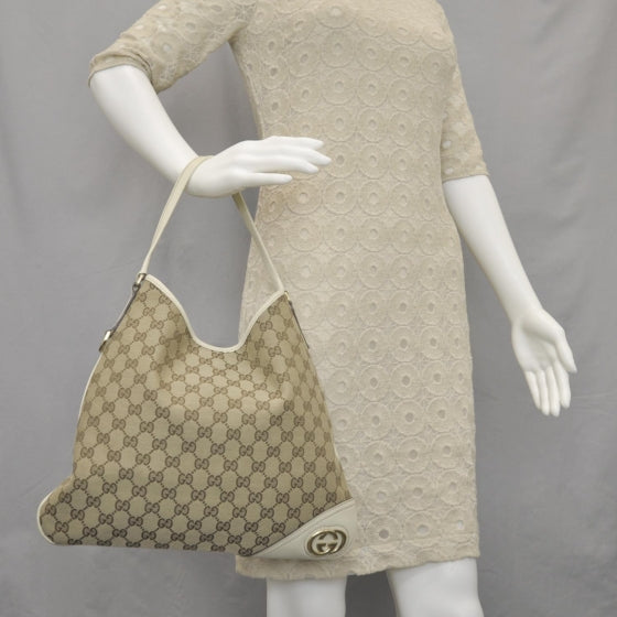 Gucci Monogram Medium New Britt Hobo Off White 2 of 8