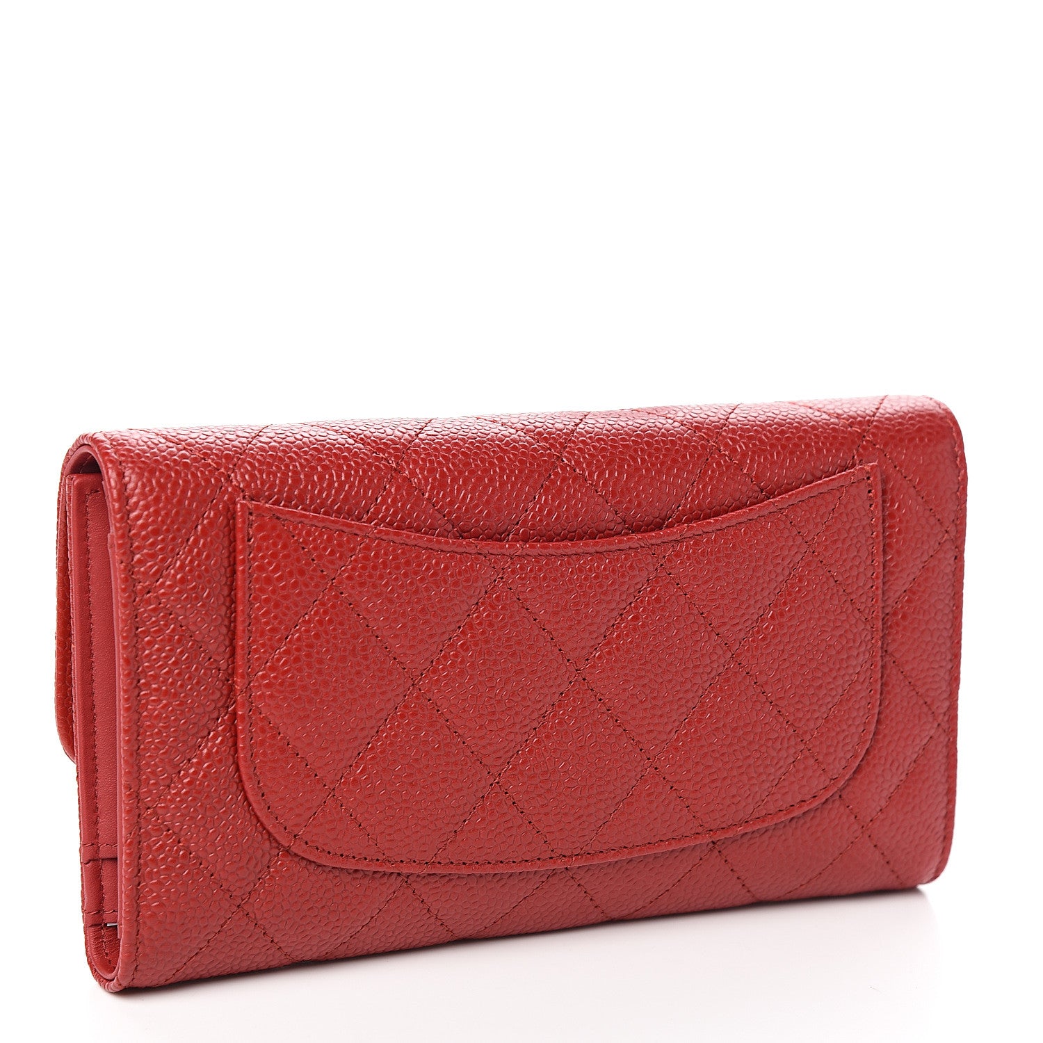 Chanel Caviar Quilted Long Flap Wallet Dark Red 2 of 8