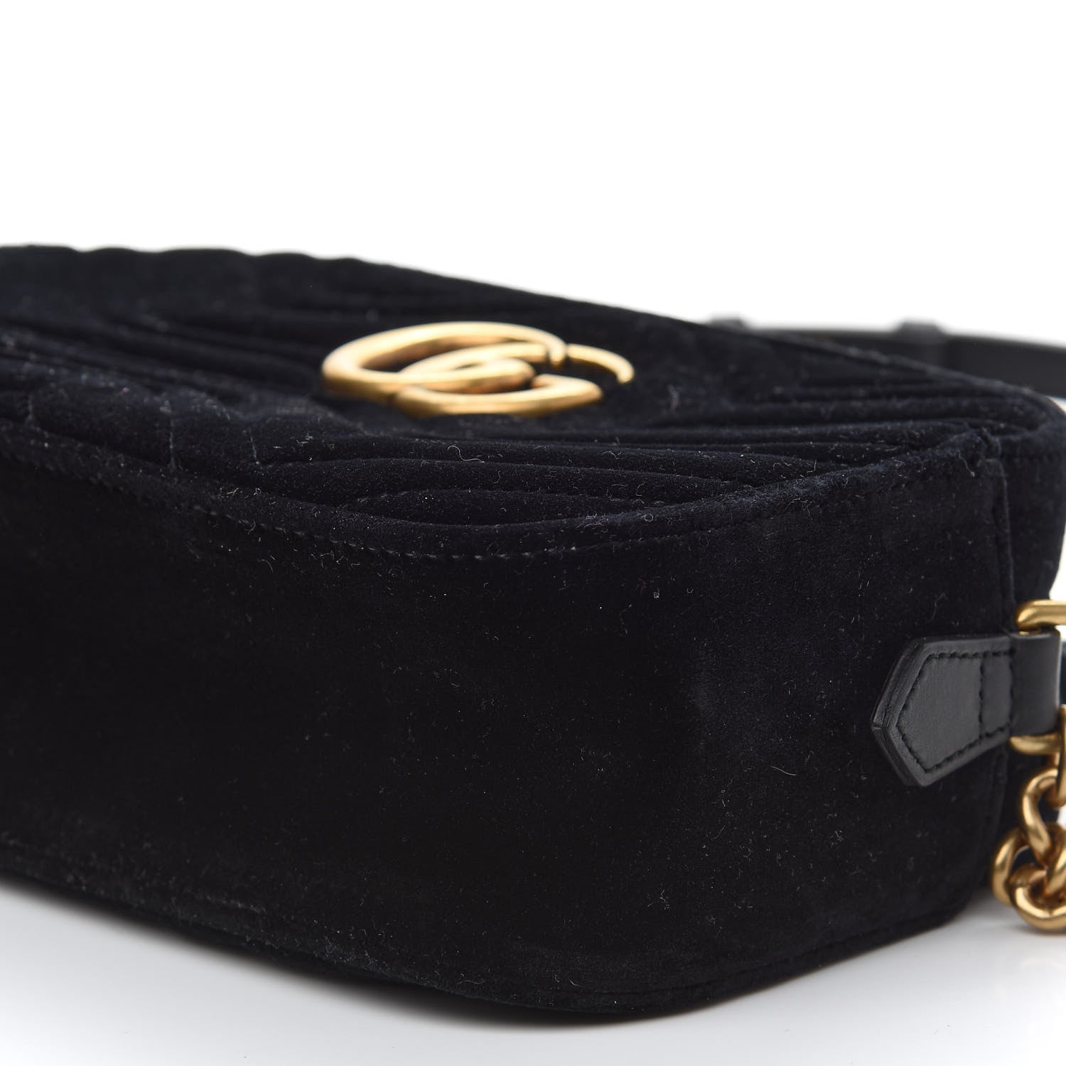 Gucci Velvet Matelasse Small GG Marmont Chain Shoulder Bag Black 9 of 9