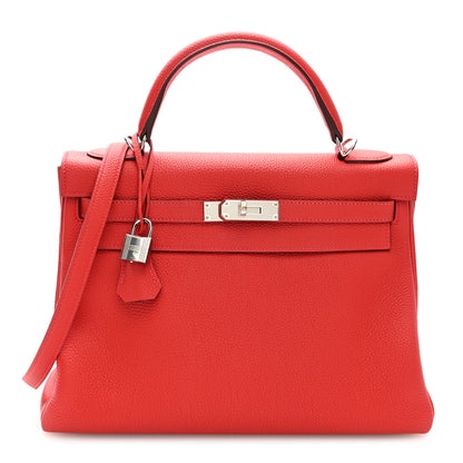 Hermes Taurillon Clemence Kelly Retourne 32 Rouge Tomate 1 of 10