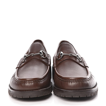 Gucci Laredo Calfskin Mens Horsebit Lug Sole Loafers 12 Brown 2 of 10