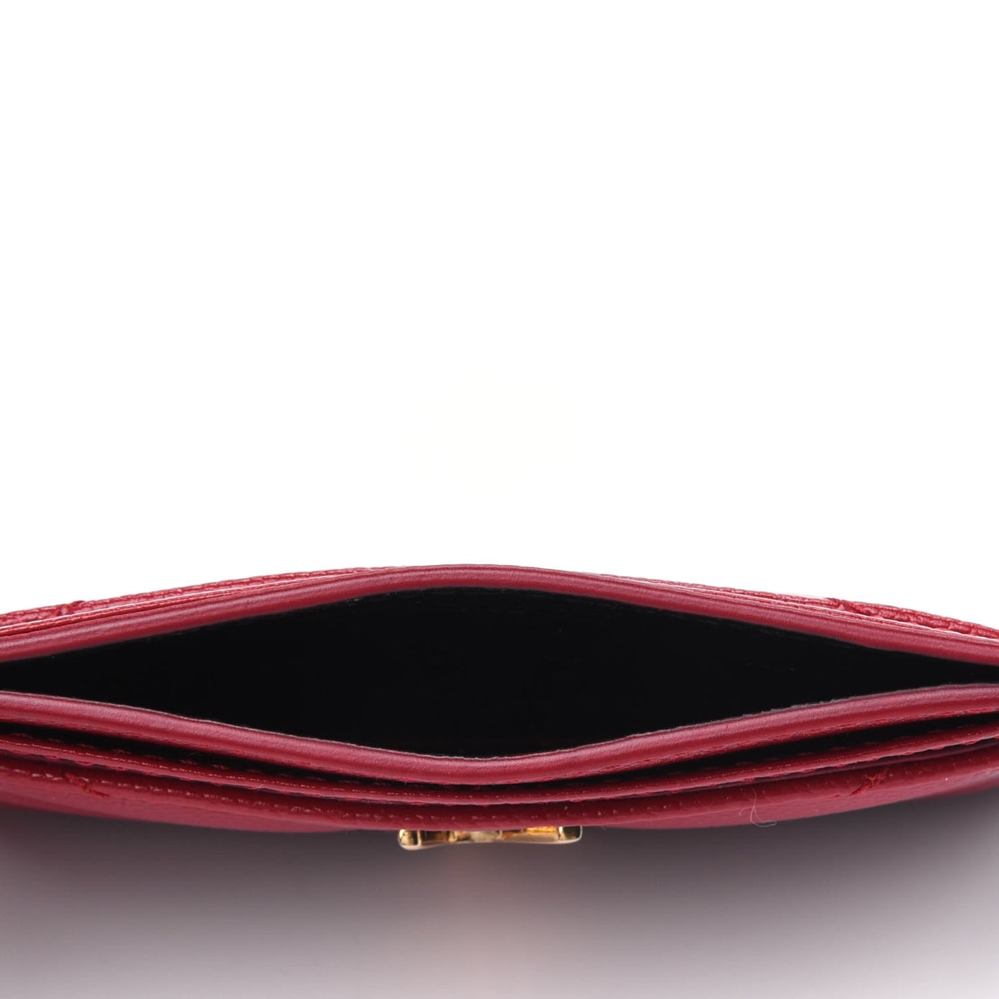 Grain De Poudre Matelasse Chevron Monogram Credit Card Case New Red