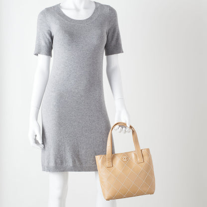 Chanel Leathter Contrast Stitch Small Surpique Tote 2 of 10