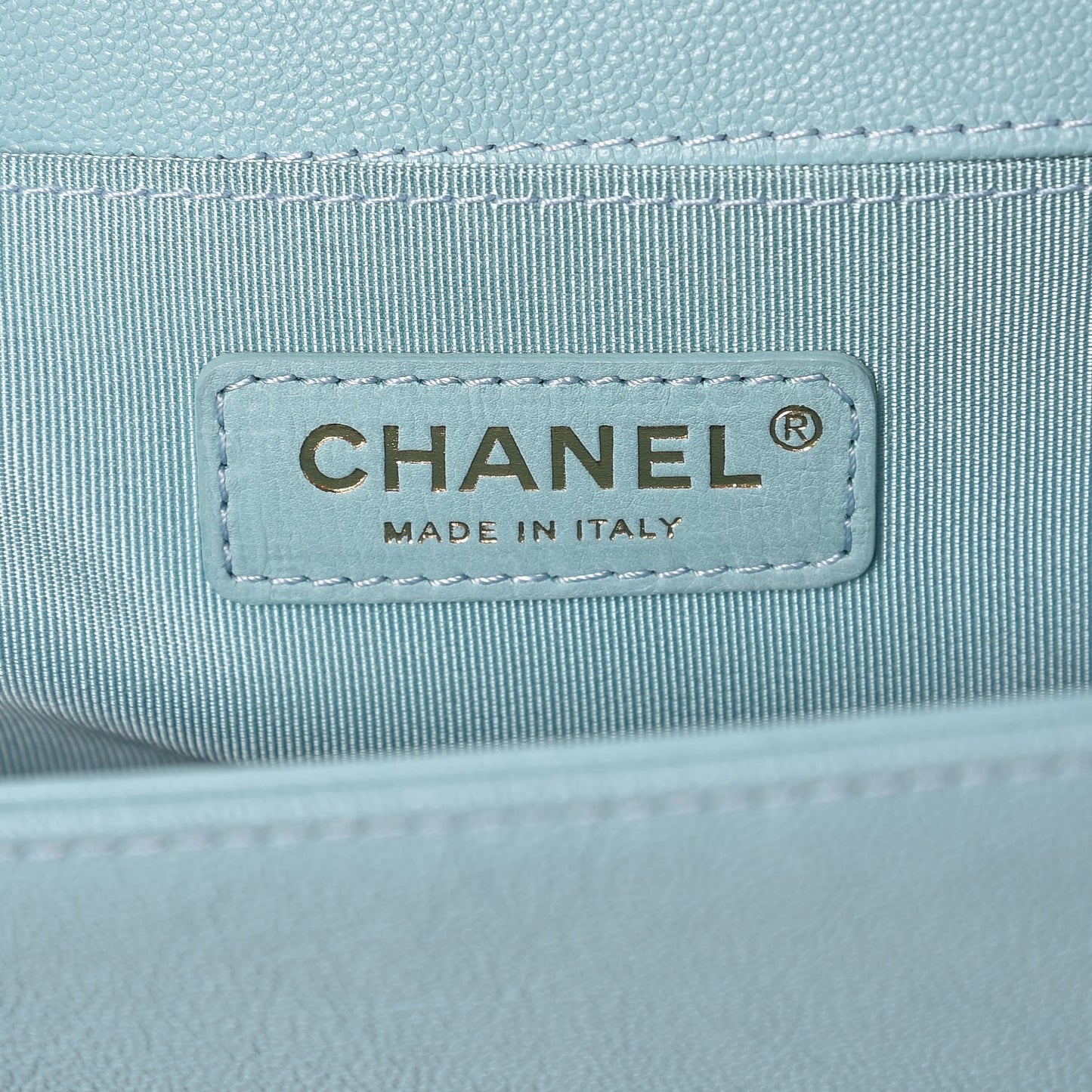 Caviar Quilted Medium Boy Flap Light Blue