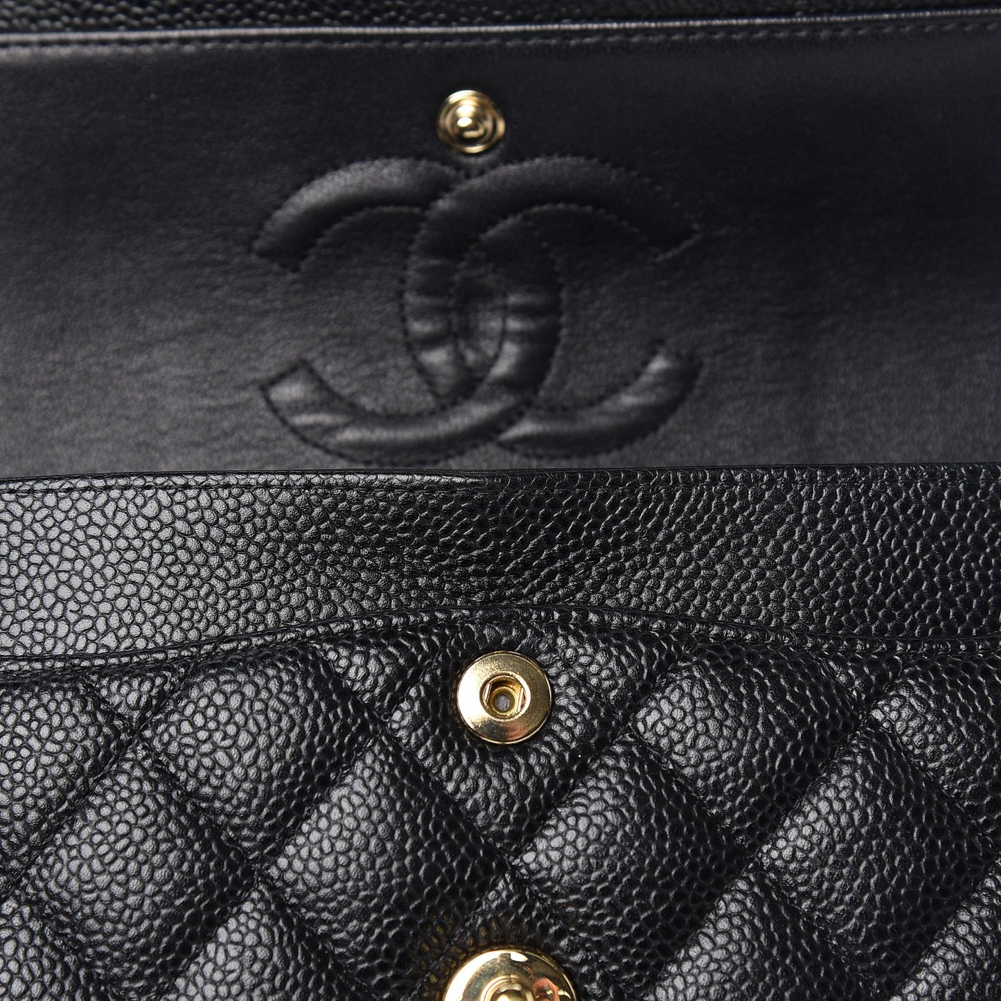 Caviar Quilted Small Double Flap Black
