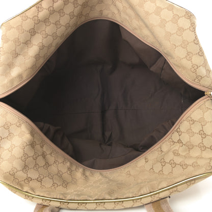 Gucci GG Monogram Web Medium Collapsible Carry On Duffle Beige Gold 5 of 17