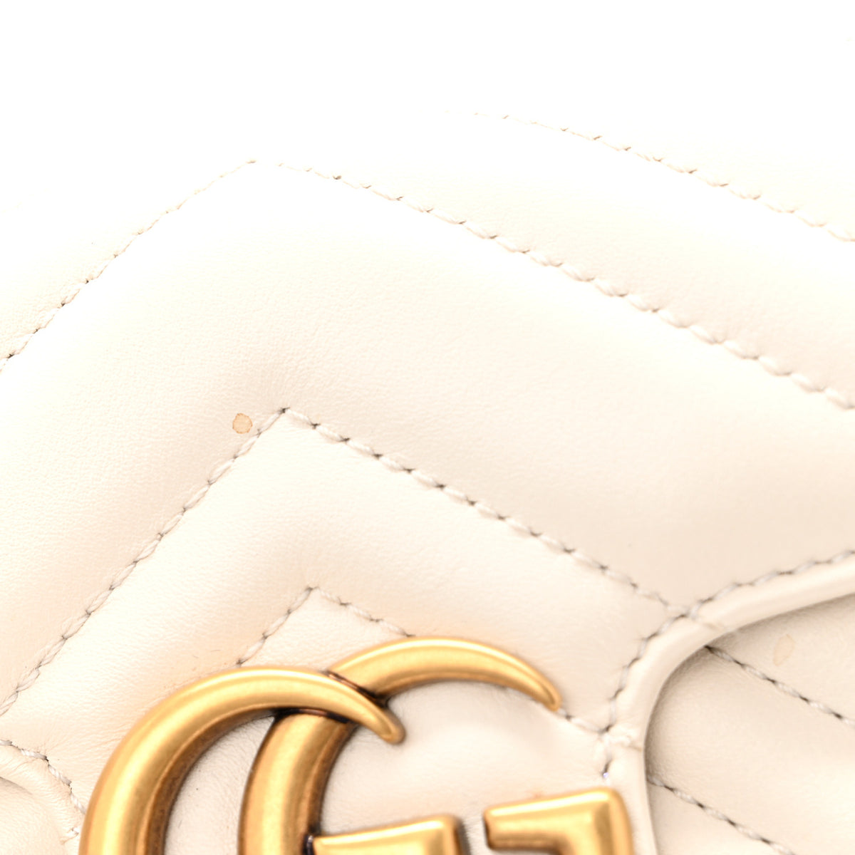 Gucci Calfskin Matelasse Super Mini GG Marmont Shoulder Bag White 11 of 14