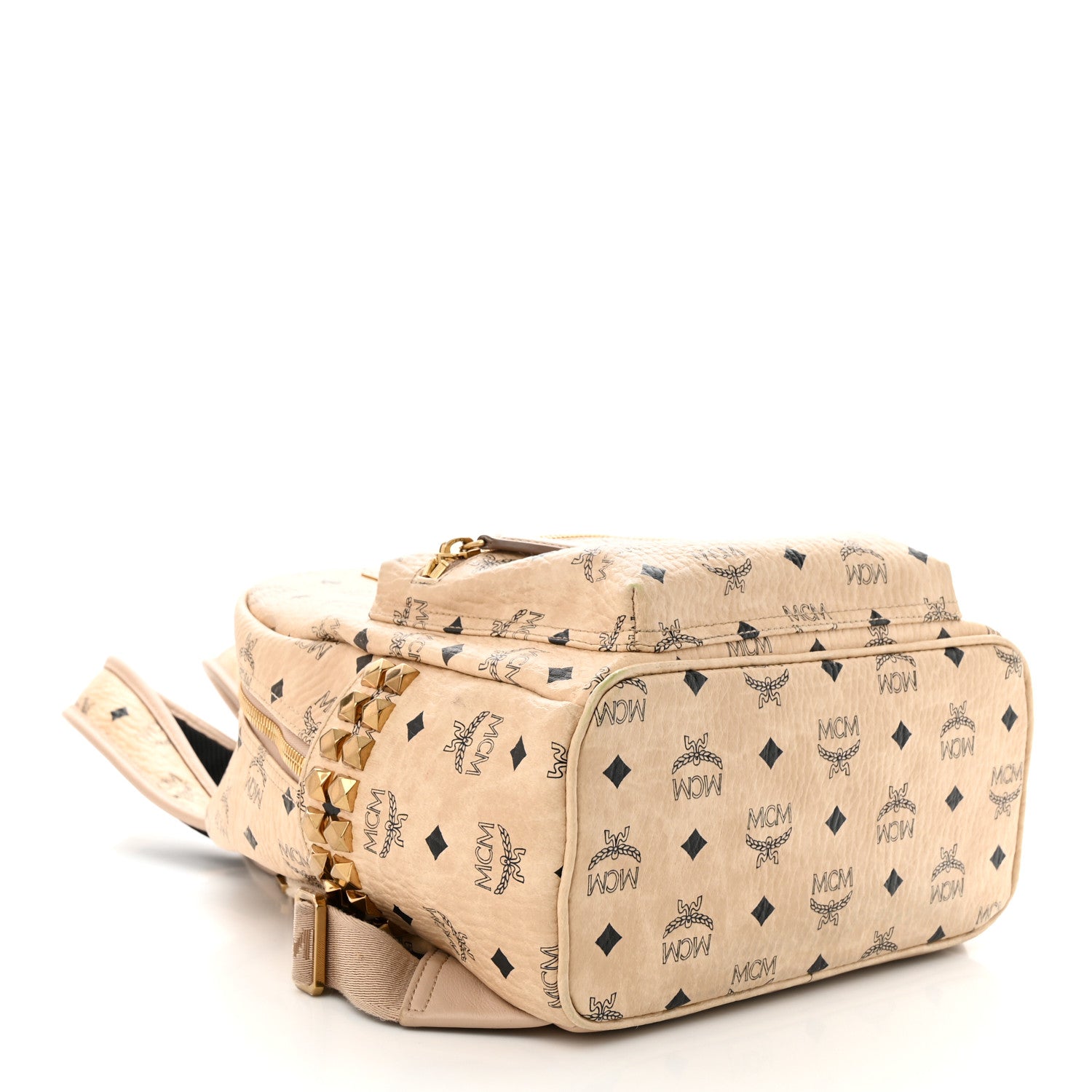 MCM Visetos Small Studded Stark Backpack Beige 4 of 14