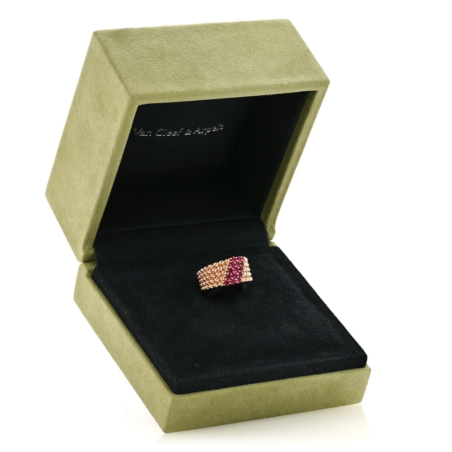 Van Cleef & Arpels 18K Rose Gold Ruby Perlee Coleurs 5 Row Ring 52 6 5 of 5