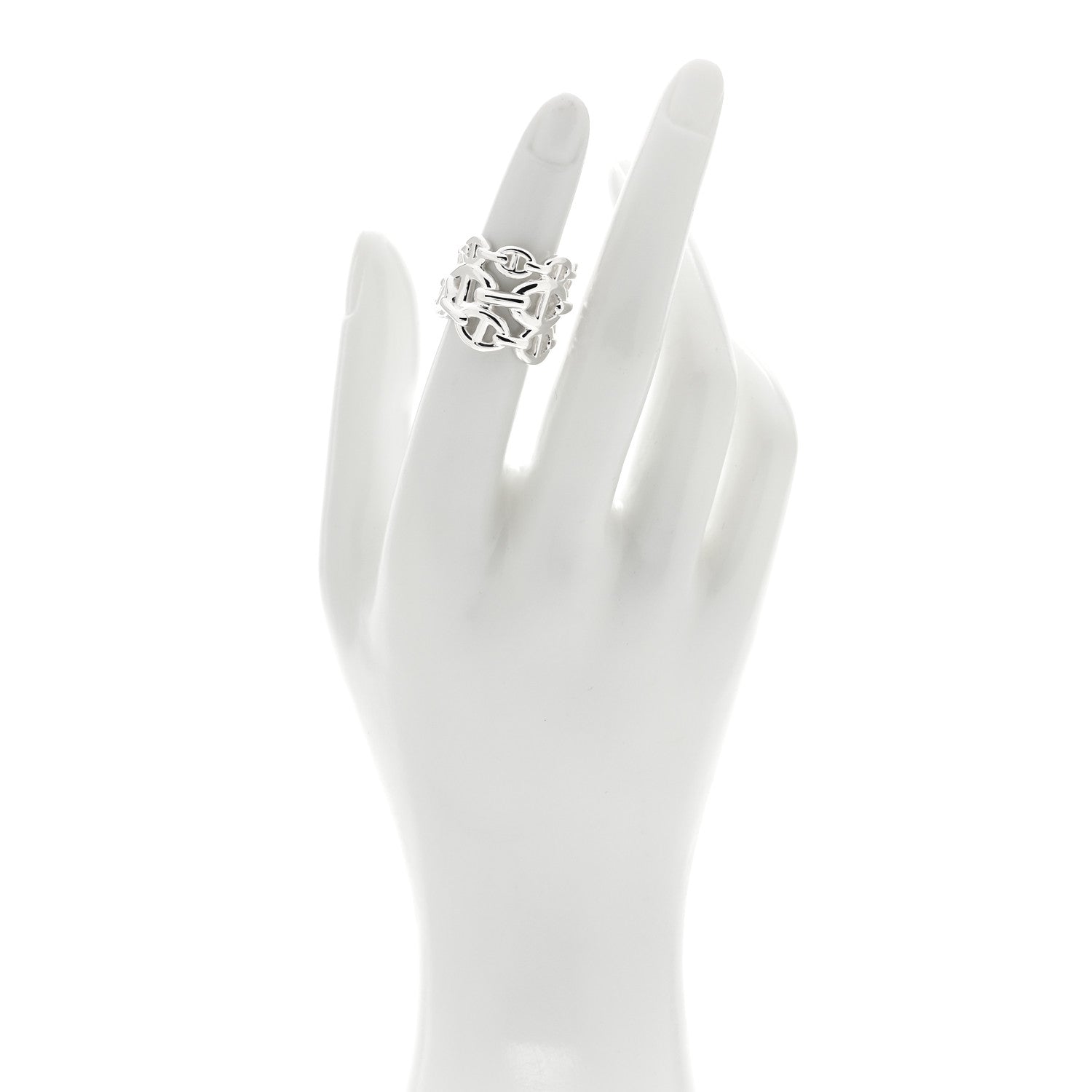 Hermes Sterling Silver GM Chaine d'ncre Enchainee Band Ring 49 5 2 of 5