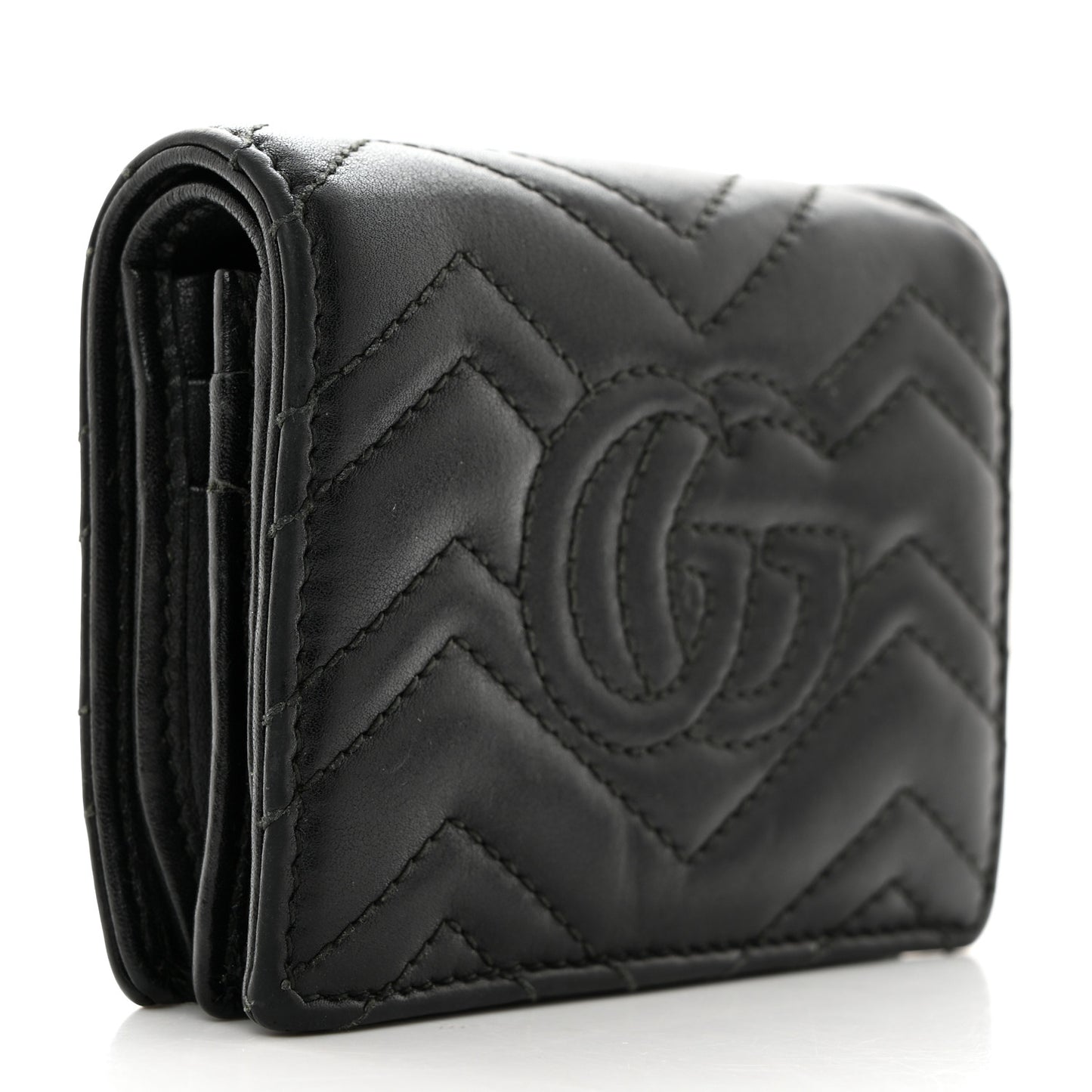 Calfskin Matelasse GG Marmont Card Case Black