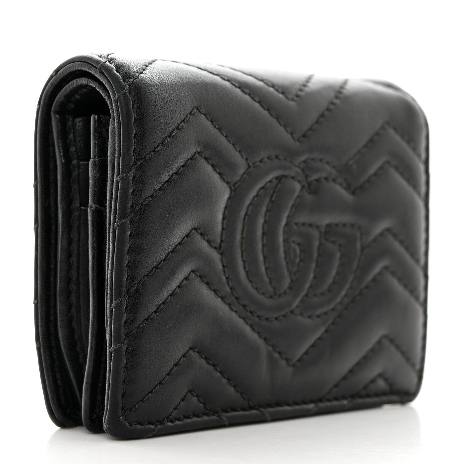 Gucci Calfskin Matelasse GG Marmont Card Case Black 3 of 8