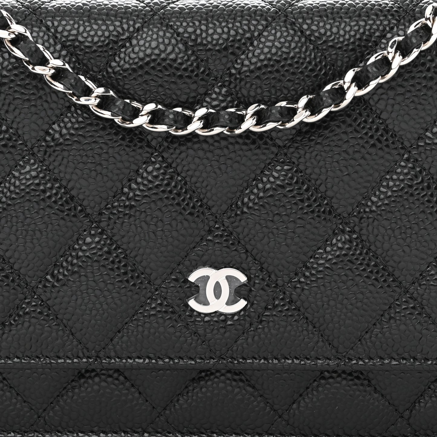 Caviar Quilted Wallet On Chain WOC Black