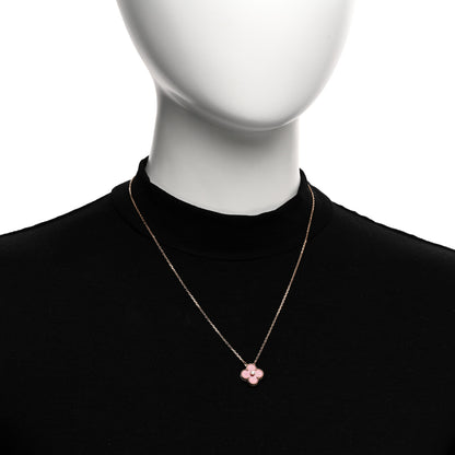Van Cleef & Arpels 18K Rose Gold Diamond Rhodonite Vintage Alhambra Pendant Necklace 2 of 6