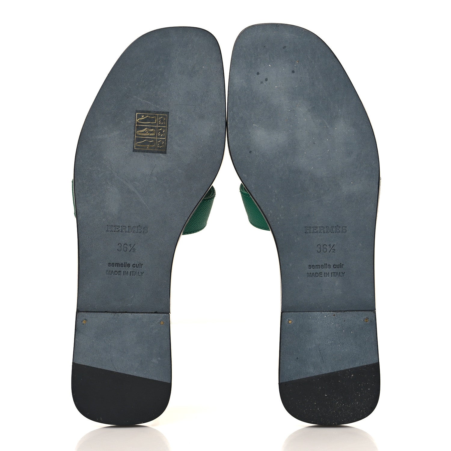 Hermes Epsom Oran Sandals 36.5 Vert Emeraude 5 of 9