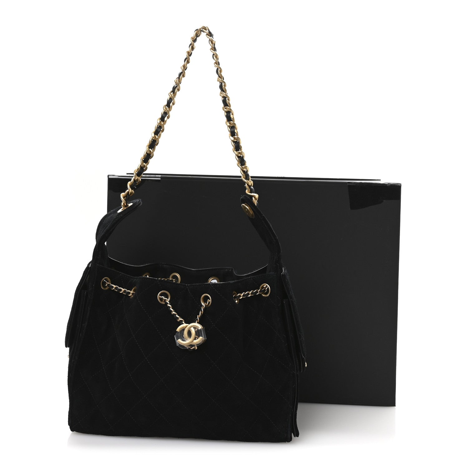 Chanel Suede Quilted Small Chanel 25 Handbag Black 11 of 11