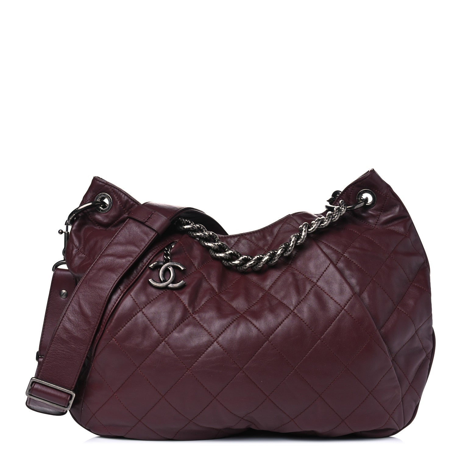 Chanel Calfskin Coco Pleats Hobo Burgundy 1 of 7