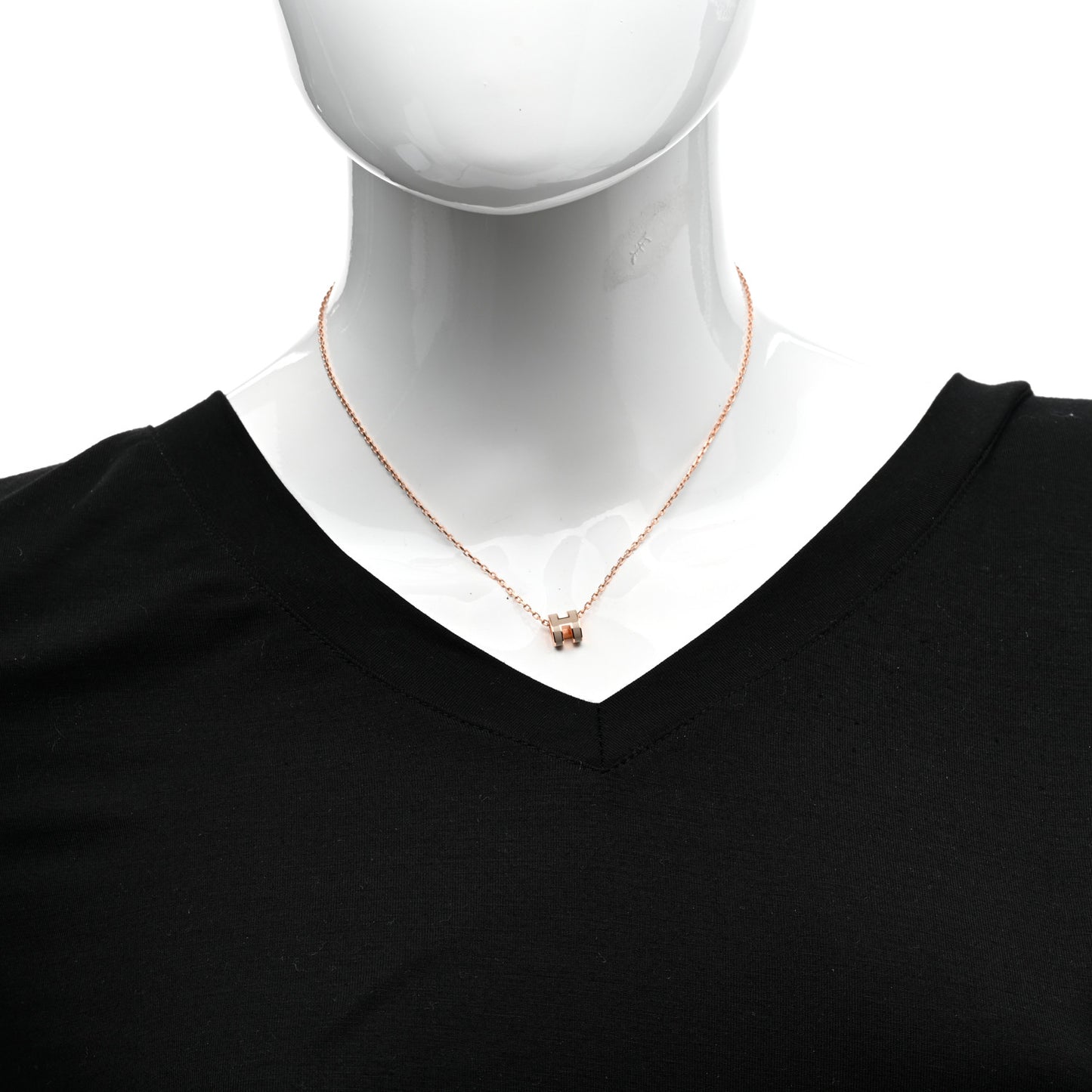 Lacquered Rose Gold Mini Pop H Pendant Necklace Marron Glace