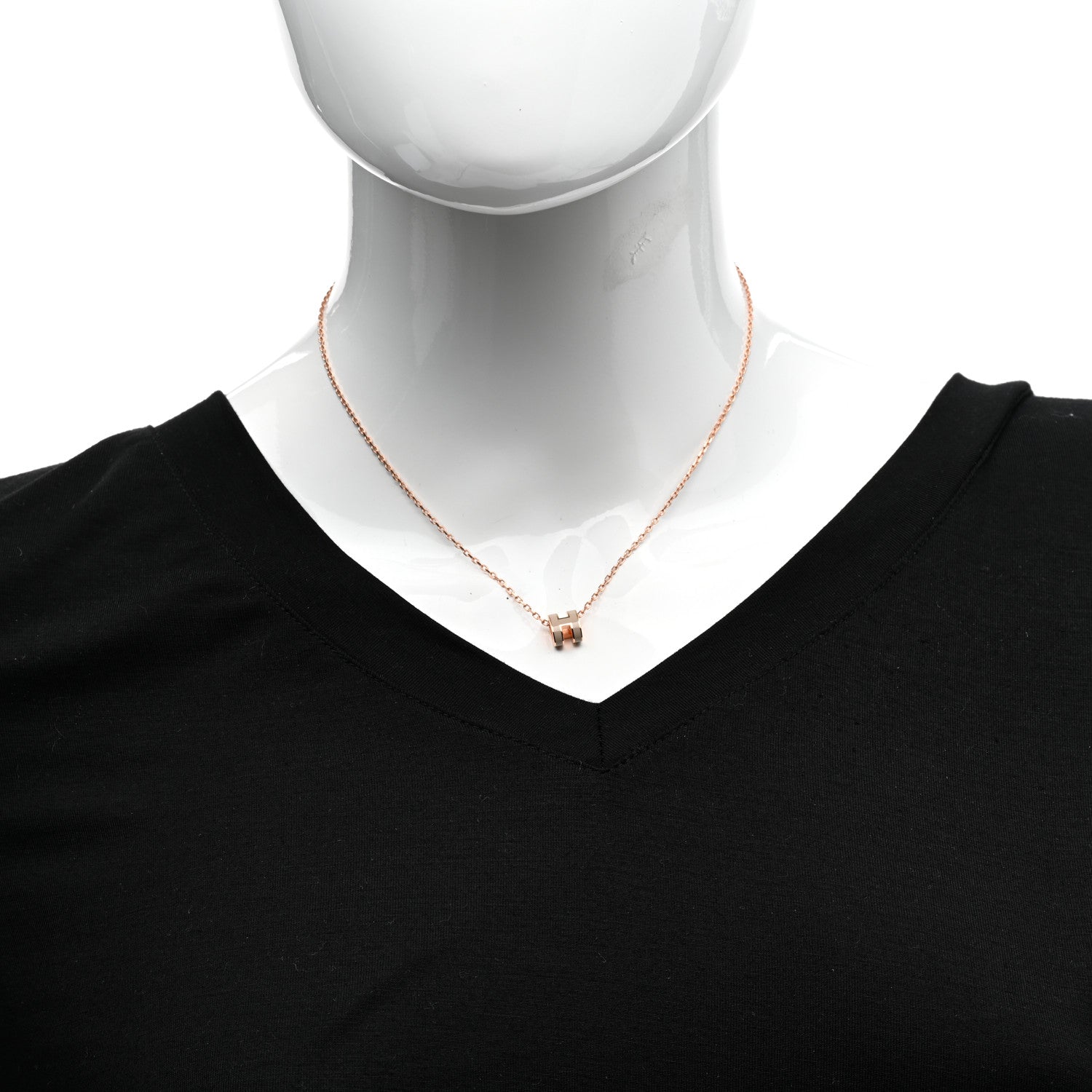 Hermes Lacquered Rose Gold Mini Pop H Pendant Necklace Marron Glace 2 of 7