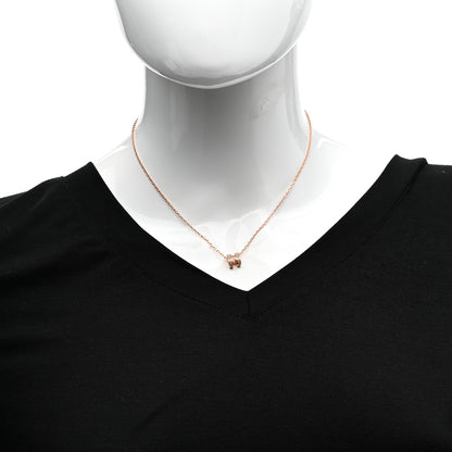 Hermes Lacquered Rose Gold Mini Pop H Pendant Necklace Marron Glace 2 of 7