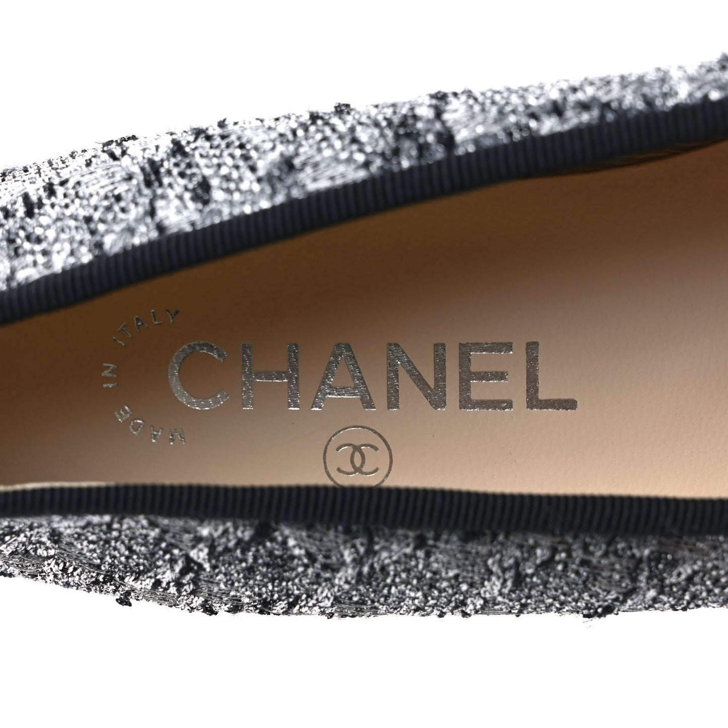 Tweed Sequin Cap Toe Ballerina Flats 39 Black Blue